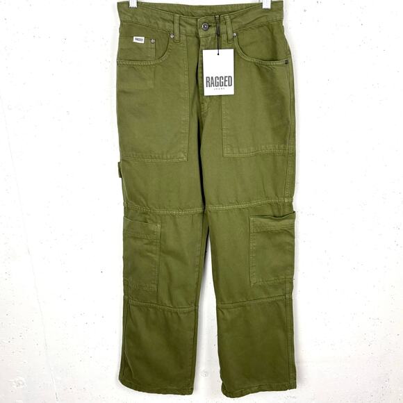 Ragged Priest Combat Jeans Green Khaki Denim High Rise Organic Cotton Cargo 28 - Picture 4 of 16